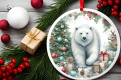 Polar Bear Round Ornament Sublimation PNG Product Image 2
