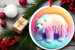 Polar Bear Christmas Ornament Sublimation PNG Product Image 2