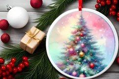 Christmas Tree Round Ornament Sublimation PNG Product Image 2