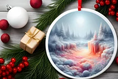 Detailed Winter Scene Digital Painting Round Ornament Product Image 2