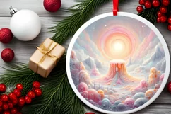 Detailed Winter Scene Digital Painting Round Ornament Product Image 1
