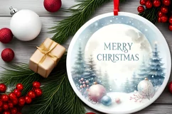 Merry Christmas Winter Scene Ornament Sublimation PNG Product Image 2