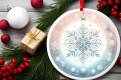 Snowflake Christmas Ornament Sublimation PNG Product Image 2
