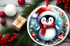 Very Colorful Penguin Ornament Sublimation PNG Product Image 2