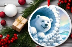 Polar Bear in Snow Made Wall Round Ornament Sublimation PNG Product Image 2