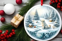 Winter Dog Ornament Sublimation PNG Product Image 1