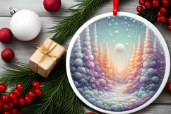Detailed Digital Painting Winter Candy Round Sticker Product Image 2