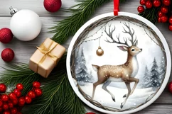 Reindeer Christmas Ornament Sublimation PNG Product Image 2
