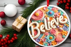 3D BELIEVE Winter Ornament Sublimation PNG Product Image 2