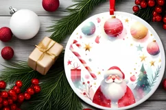 Colorful Santa Ornament Sublimation PNG Product Image 2