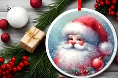 Colorful Santa Ornament Sublimation PNG Product Image 2