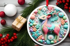 3D Deer Christmas Ornament Sublimation PNG Product Image 2