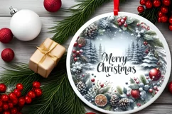 Winter Scene Merry Christmas Ornament Sublimation PNG Product Image 2