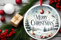 Winter Scene Merry Christmas Ornament Sublimation PNG Product Image 2