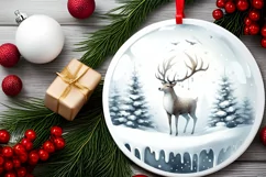 Winter Scene with Reindeer Sublimation PNG Product Image 1