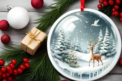Winter Scene with Reindeer Sublimation PNG Product Image 1