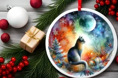 Watercolor Cat Christmas Sublimation PNG Product Image 2