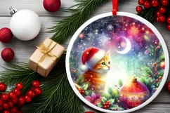 Winter Cat Ornament Sublimation PNG Product Image 2