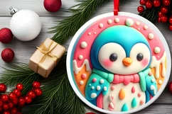 3D Penguin Round Sticker Sublimation PNG Product Image 2