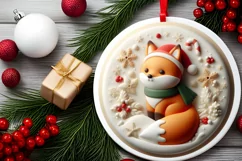 Festive Fox Christmas Ornament Sublimation PNG Product Image 2