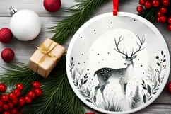 Reindeer Christmas Ornament Sublimation PNG Product Image 2