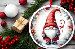 Gnome Christmas Ornament Sublimation PNG Product Image 2