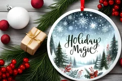 Round Christmas Ornament Sublimation|Clipart Product Image 1