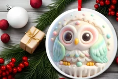 Pastel 3D Owl Ornament Sublimation PNG Product Image 2