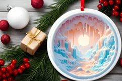 Christmas Candy Round Ornament Sublimation PNG Product Image 2