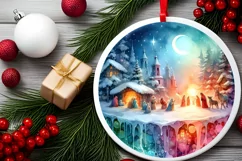 Nativity Scene Round Ornament Sublimation PNG Product Image 2