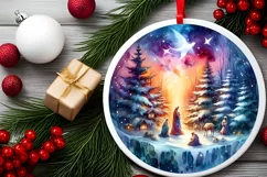 Nativity Scene Round Ornament Sublimation PNG Product Image 2