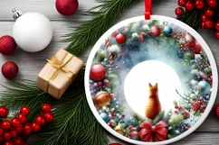 Cat Christmas Ornament Sublimation PNG Product Image 2