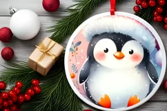 Penguin Christmas Ornament Sublimation PNG Product Image 2