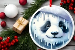 Winter Panda Christmas Ornament Sublimation PNG Product Image 1