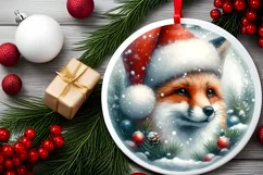 Whimsical Fox Christmas Ornament Sublimation PNG Product Image 2