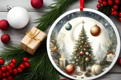 Christmas Tree Round Ornament Sublimation PNG Product Image 2