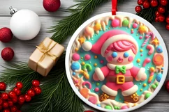 Santa's BOY Round Ornament Sublimation PNG Product Image 2