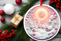 Round Christmas Ornament Sublimation|Clipart Product Image 2
