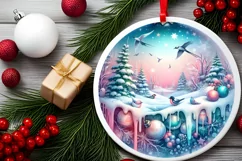 Birds Round Ornament Sublimation PNG Product Image 2