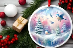 Birds Round Ornament Sublimation PNG Product Image 2
