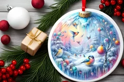 Birds Round Ornament Sublimation PNG Product Image 2