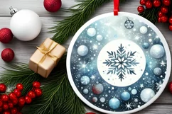 Snowy Snowflake Christmas Ornament Sublimation PNG Product Image 2