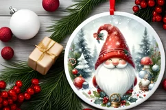 Gnome Round Ornament Sublimation PNG Product Image 2