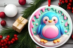 3D Christmas Penguin Ornament PNG Product Image 2