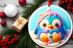 3D Christmas Penguin Ornament PNG Product Image 2
