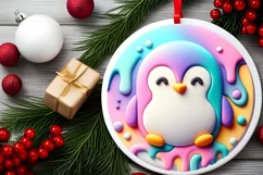 Penguin Christmas Ornament Sublimation PNG Product Image 2