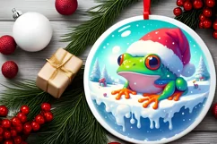 Pastel Snowflake Winter Scene Round Sticker PNG Product Image 2
