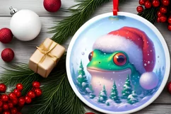 Festive Frog Christmas Ornament Sublimation PNG Product Image 2