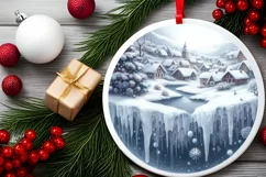 Town Round Ornament Sublimation PNG Product Image 2