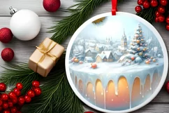 Town Round Ornament Sublimation PNG Product Image 2